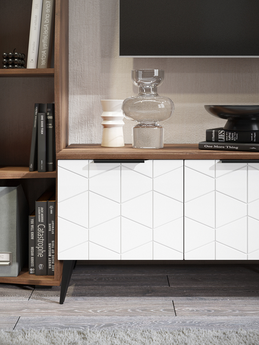 Тумба ТВ Контемпо КТ-05 дуб барокко янтарный/бланж