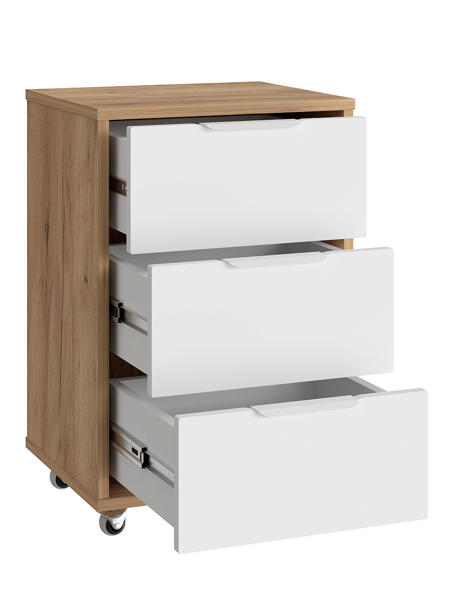 Тумба мобильная К-55 дуб крафт золотой/меренга