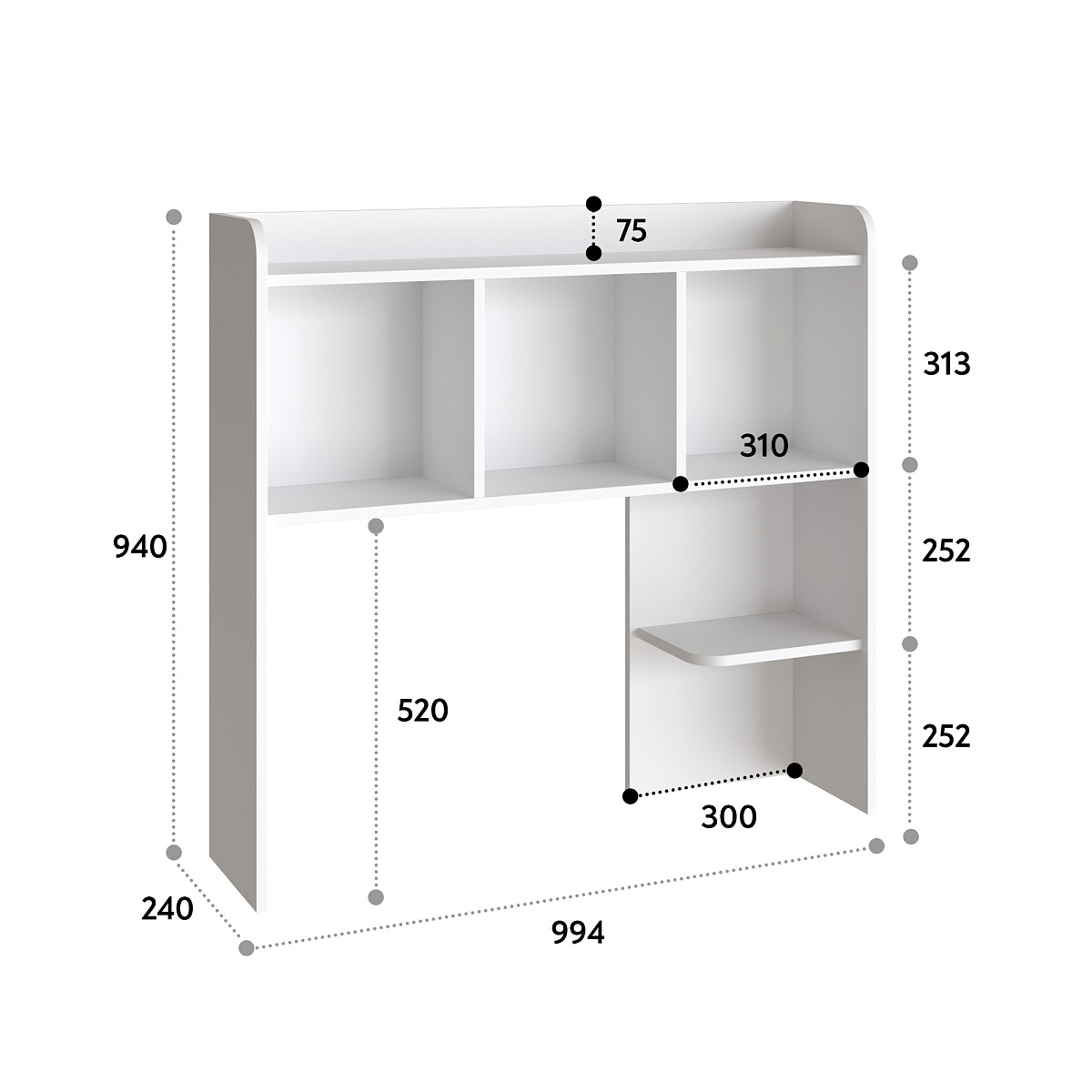 Полка П-100 белый структурный (994*240)