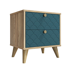 Тумба прикроватная Велламо ВО-01 блэквуд ячменный/морская волна