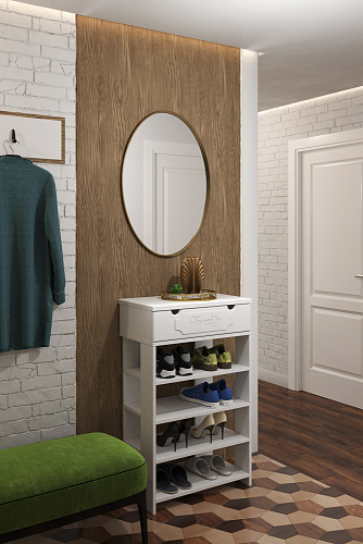 Тумба для обуви ДримСтар ДС-21 (600) белое дерево