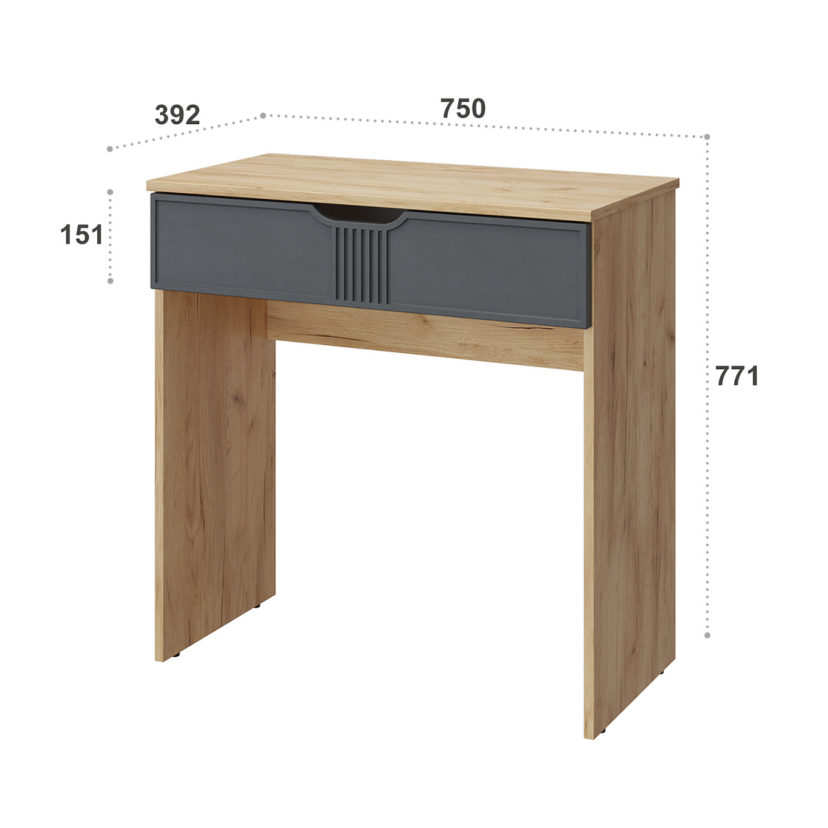 Комплект туалетный столик с зеркалом Эмилия ЭЛ-36+ЭЛ-24 дуб крафт золотой/графит