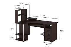 Стол компьютерный С-237 с полкой СЕ-237 венге