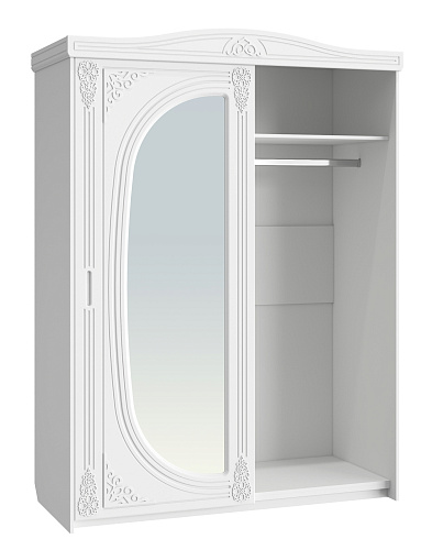Шкаф-купе с зеркалом Ассоль АС-16 белое дерево