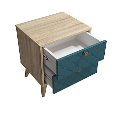 Тумба прикроватная Велламо ВО-01 блэквуд ячменный/морская волна