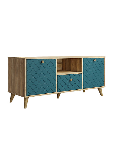 Тумба ТВ Велламо ВО-13 блэквуд ячменный/морская волна