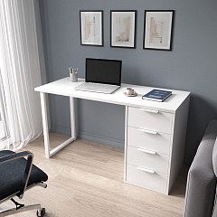 Стол С-412 белый структурный/меренга (1350х550 белая опора)