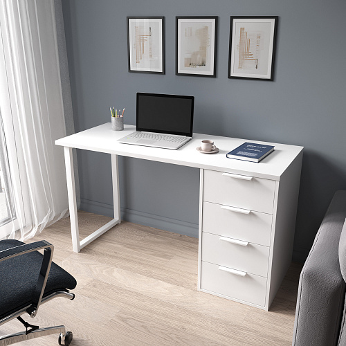 Стол С-412 белый структурный/меренга (1350х550 белая опора)