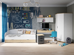 Комплект мебели для детской Скайлайт СЛ-010 блэквуд ячменный/графит/белый/меренга