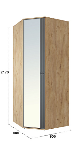 Шкаф угловой Эмилия ЭЛ-17К с зеркалом дуб крафт золотой/графит