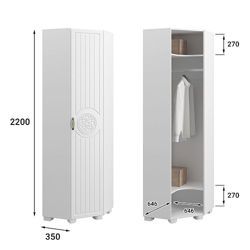 Шкаф угловой «Монблан» МБ-20К белое дерево