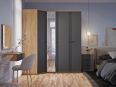 Пенал Эмилия ЭЛ-15К с зеркалом дуб крафт золотой/графит