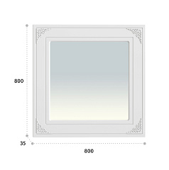 Зеркало Ассоль АС-44 (800х800) белое дерево