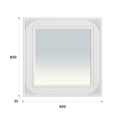 Зеркало Ассоль АС-44 (800х800) белое дерево