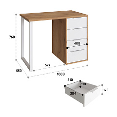 Стол С-414 дуб крафт золотой/меренга (1000х550)