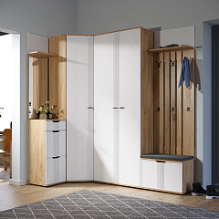 Шкаф для одежды Эмилия ЭЛ-13К глухой дуб крафт золотой/меренга