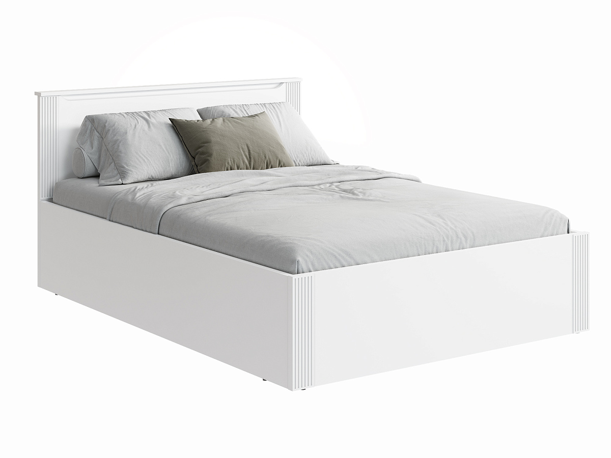 Кровать с ПМ Эмилия ЭЛ-33 (140х200) белый структурный/меренга