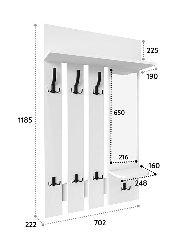 Вешалка настенная ВН-10 белый структурный/меренга