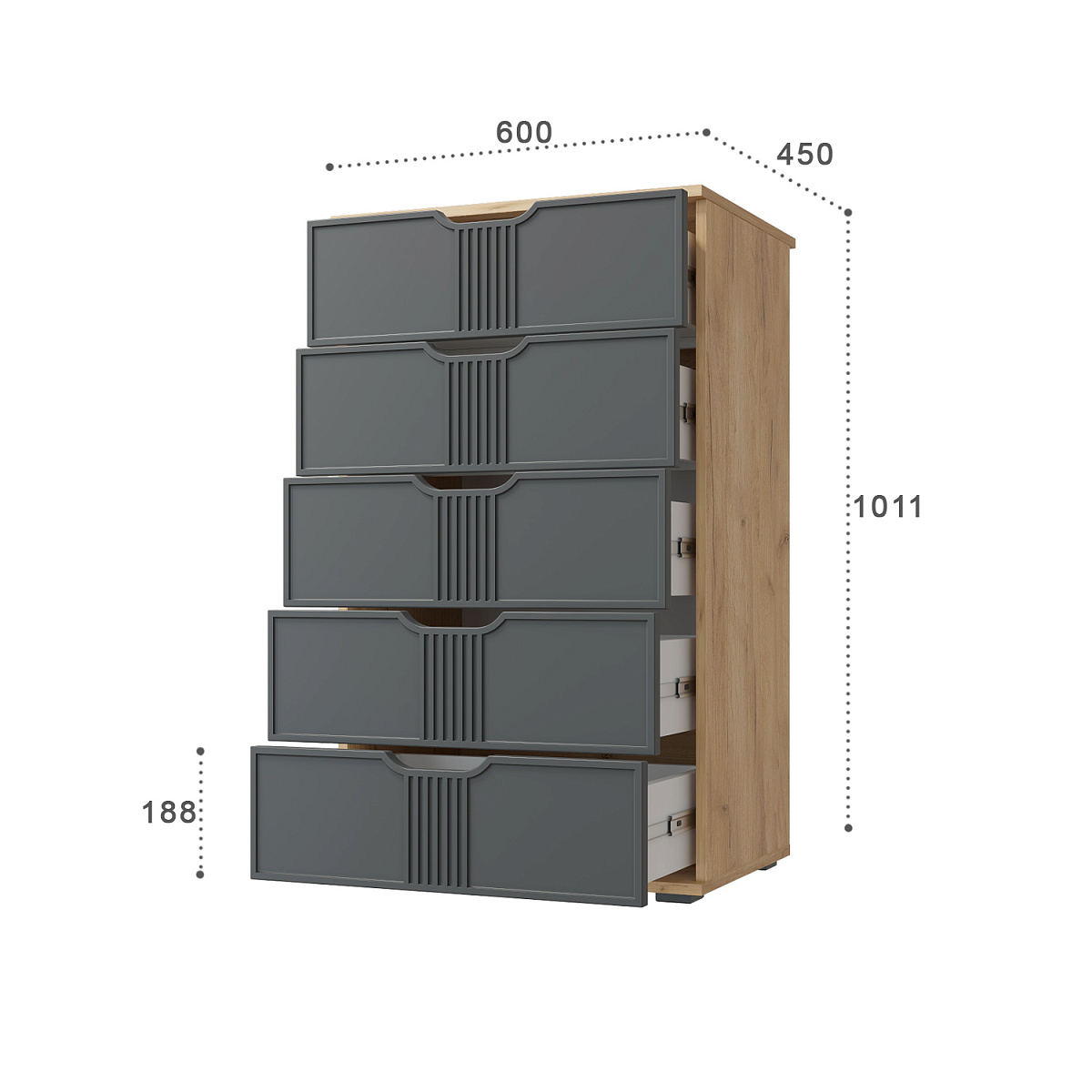 Комод Эмилия ЭЛ-18 дуб крафт золотой/графит