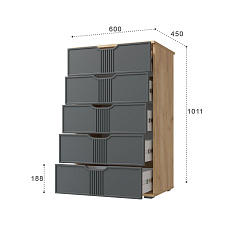 Комод Эмилия ЭЛ-18 дуб крафт золотой/графит