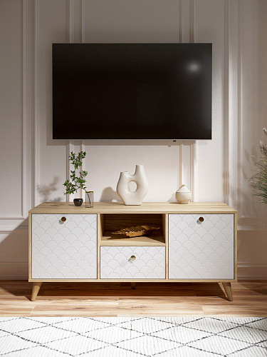 Тумба ТВ Велламо ВО-13 блэквуд ячменный/бланж