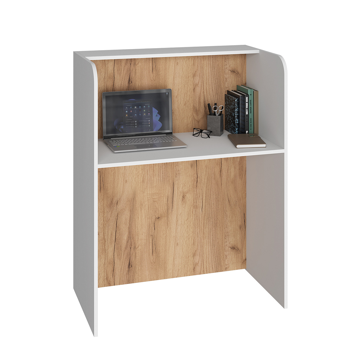 Тумба/ресепшн Р-01 белый структурный/дуб крафт золотой