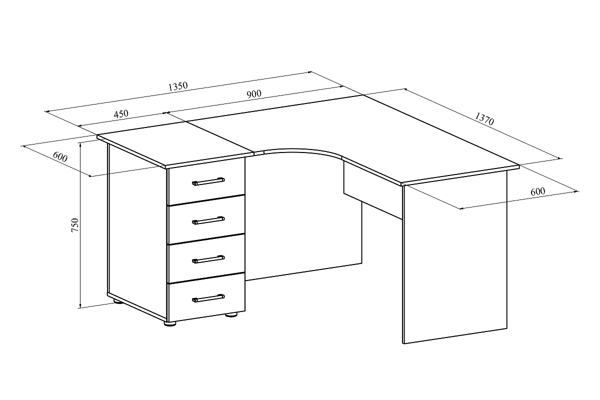 Комплект стол с тумбой ОФ-10+ОФ-20 северное дерево светлое