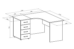 Комплект стол с тумбой ОФ-10+ОФ-20 северное дерево светлое