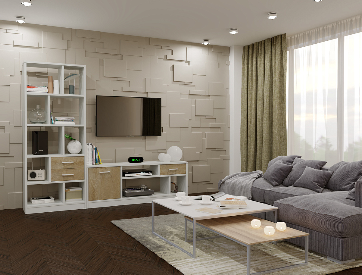 Стеллаж Виктория ВИ-2К белый структурный/дуб роше