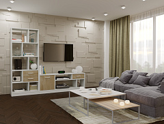 Стеллаж Виктория ВИ-2К белый структурный/дуб роше