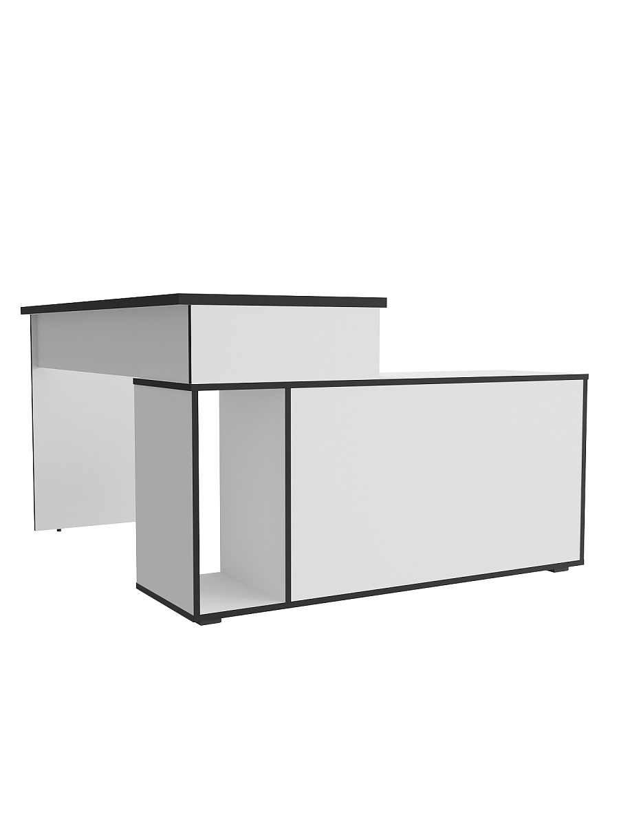 Стол угловой Оптима ОП-21 белый структурный/меренга/черная кромка