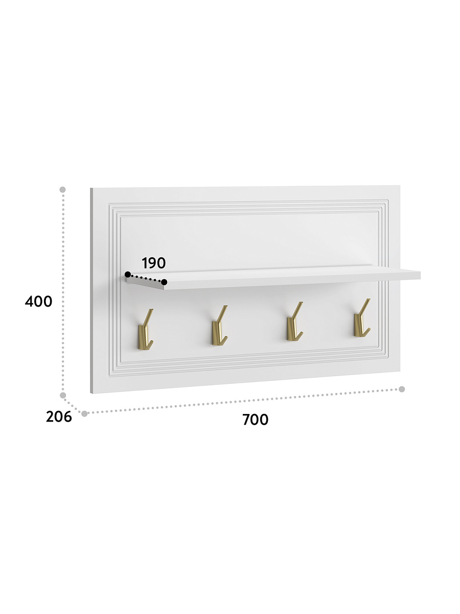 Вешалка Оливия ОЛ-16 (700х400) белый бриллиант/бланж