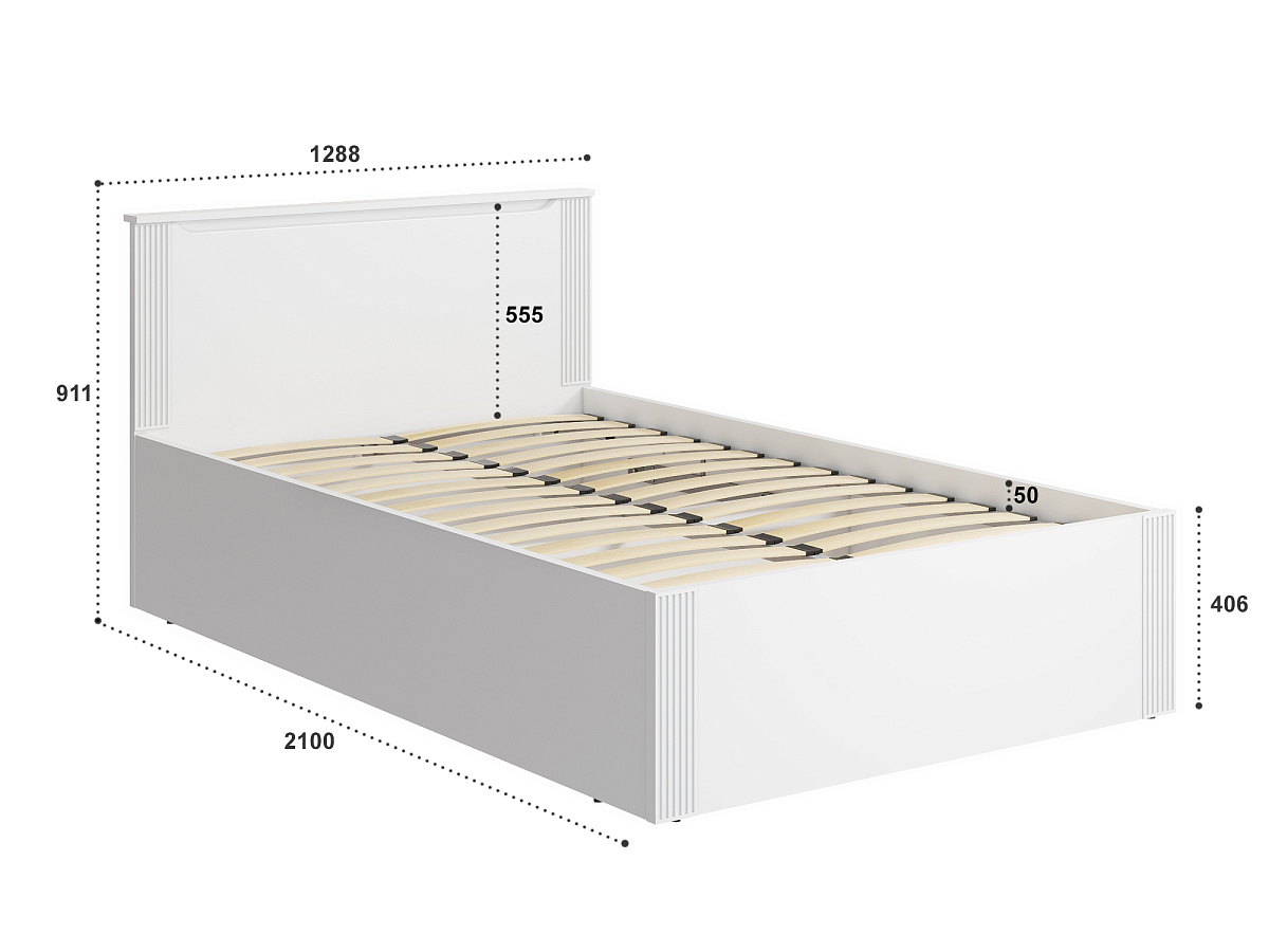 Кровать с ПМ Эмилия ЭЛ-32 (120х200) белый структурный/меренга