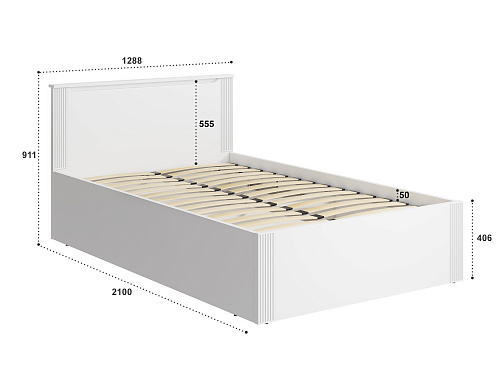 Кровать с ПМ Эмилия ЭЛ-32 (120х200) белый структурный/меренга