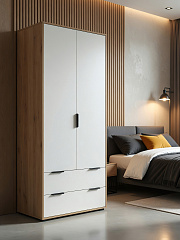 Шкаф платяной Оптима ОП-25 дуб крафт золотой/меренга