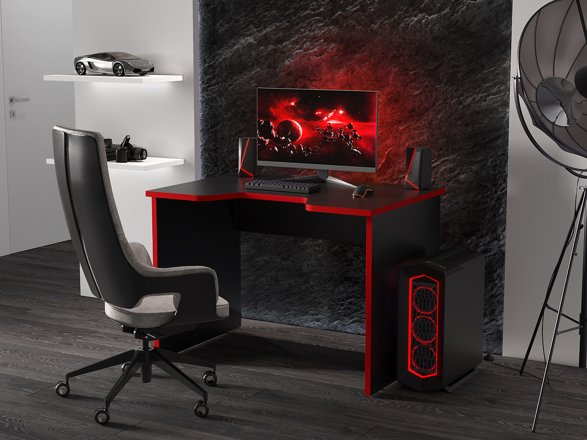 Геймерский стол С-241 черный/красный (1100х750)