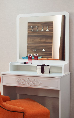 Полка с зеркалом ТН-1 белый структурный