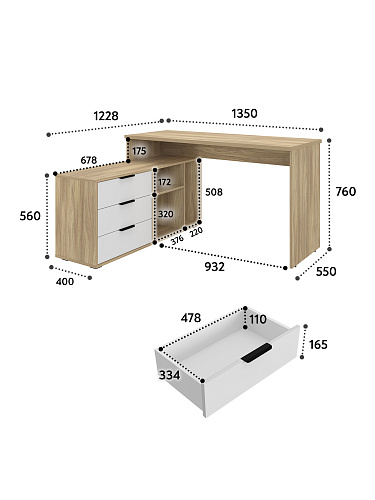 Стол угловой Оптима ОП-21 блэквуд ячменный/меренга