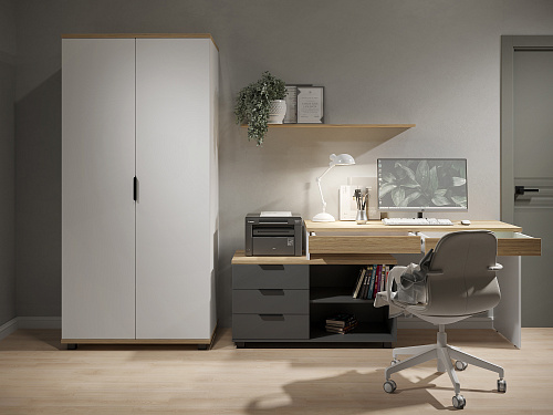 Шкаф платяной Скайлайт СЛ-6К блэквуд ячменный/белый/меренга