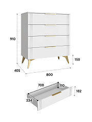 Комод Стелла СТ-02 белый бриллиант/бланж