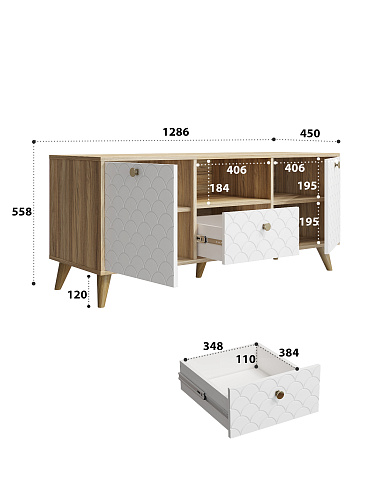 Тумба ТВ Велламо ВО-13 блэквуд ячменный/бланж
