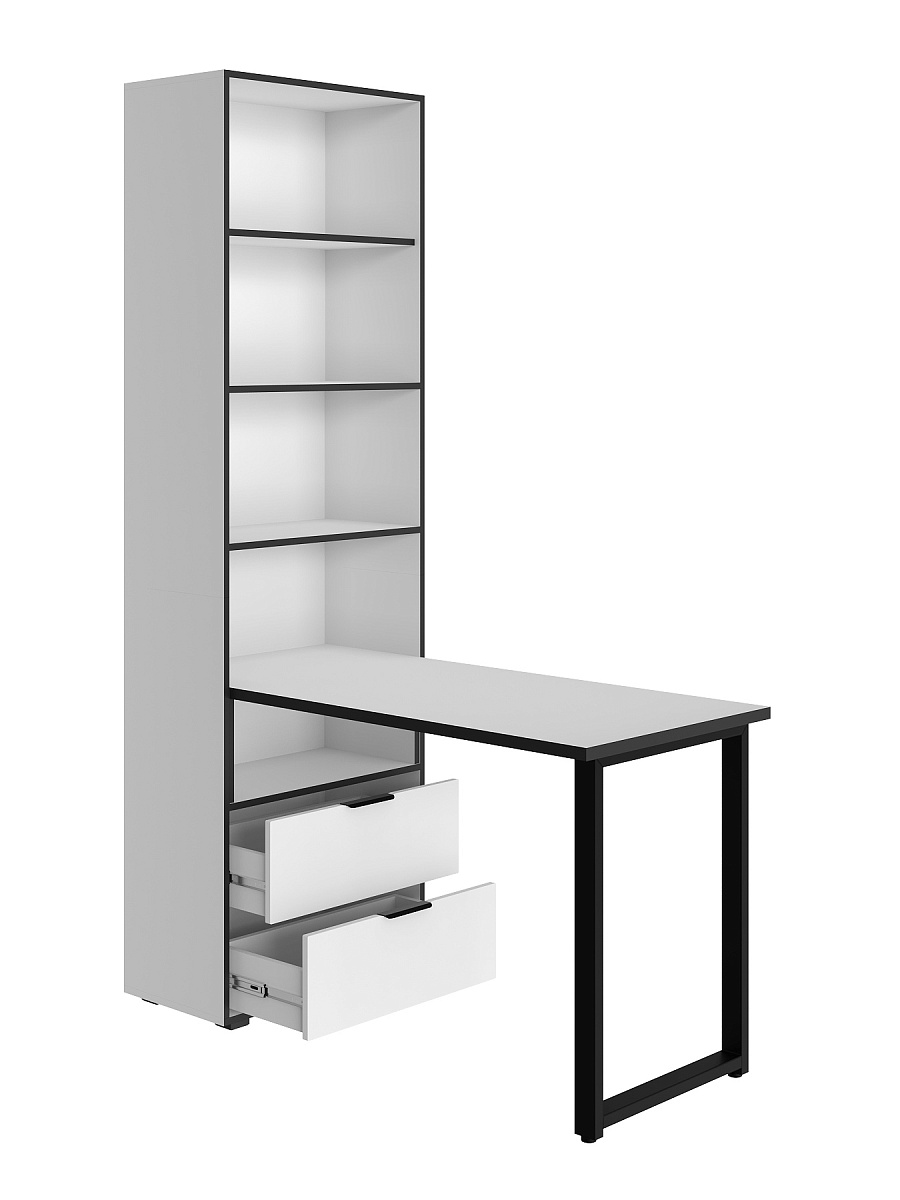 Стол рабочий Оптима ОП-20 белый структурный/меренга/черная кромка
