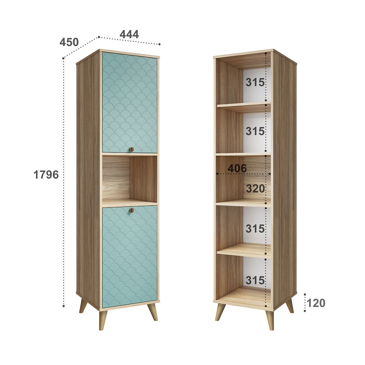 Пенал Велламо ВО-03 блэквуд ячменный/бирюза