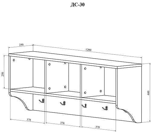 Вешалка ДримСтар ДС-30 белое дерево