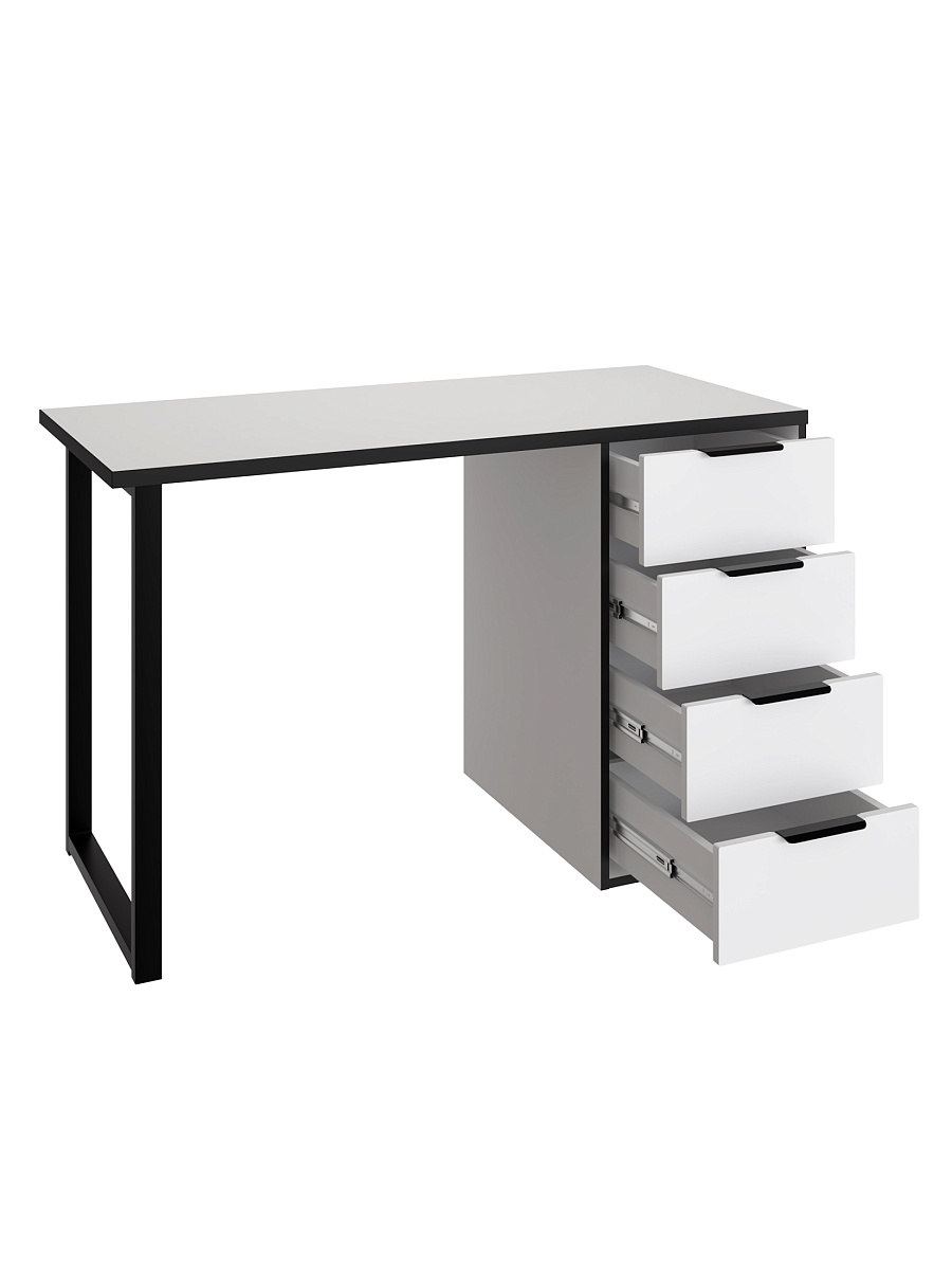 Стол С-400 белый структурный/меренга/черная кромка