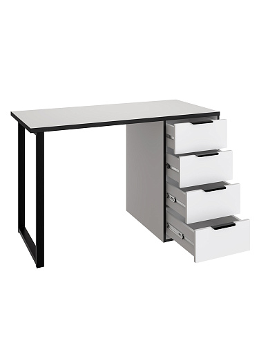 Стол С-400 белый структурный/меренга/черная кромка