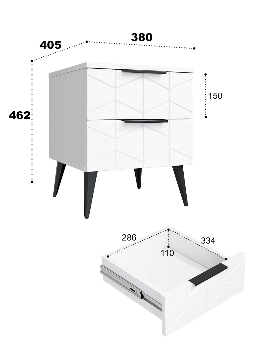 Тумба прикроватная Контемпо КТ-04 белый бриллиант/бланж