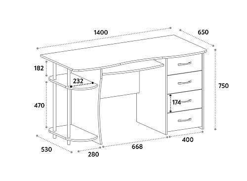 Стол компьютерный С-222БН дуб крафт табачный