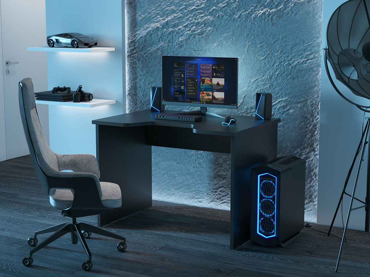 Геймерский стол С-241 черный/черный (1100х750)