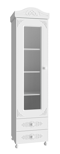 Шкаф-пенал со стеклом Ассоль АС-1 белое дерево